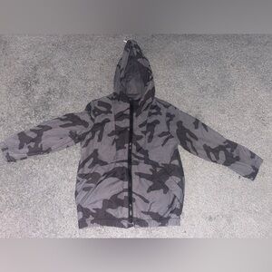 Gap Kids Size XS (4-5) Boys Full Zip Hoodie – Long Sleeve Windbuster – Camo Gray